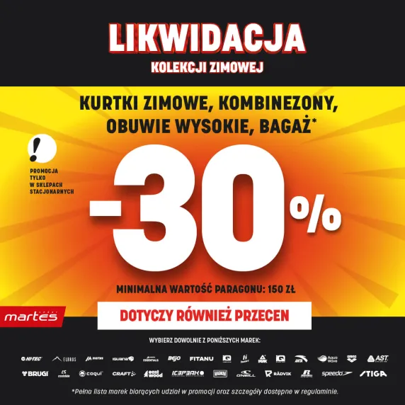 Biały napis na żółtym tle.