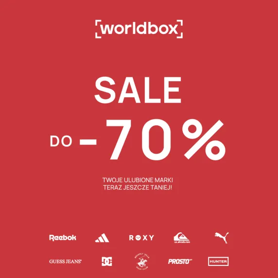 Biały napis na czerwonym tle.