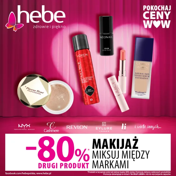 Biały napis na różowym tle.