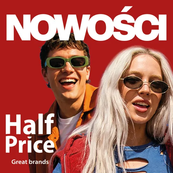 Biały napis na czerwonym tle.