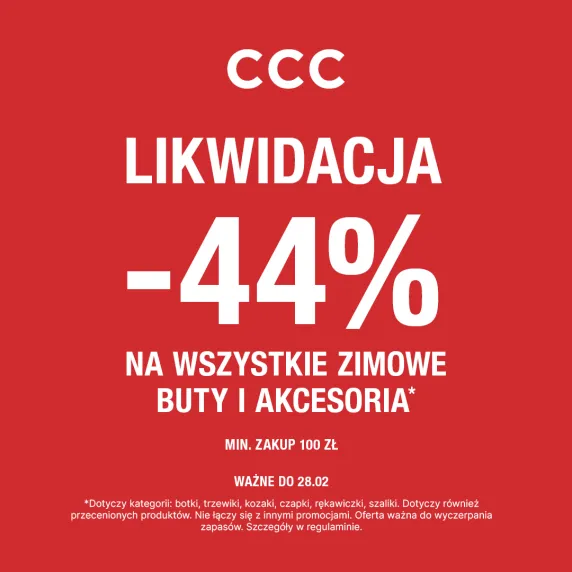 Biały napis na czerwonym tle.
