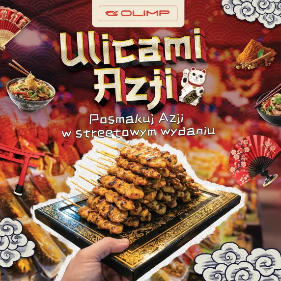 Potrawy na czerwonym tle.