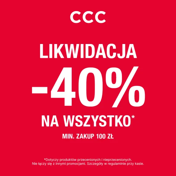 Biały napis na czerwonym tle.