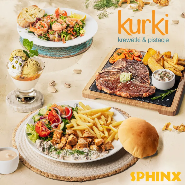 wkładka do menu kurki, krewetki, pistacje Sphinx