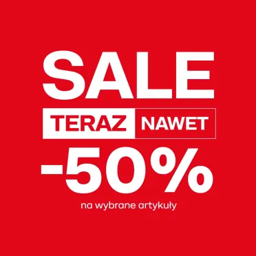 Biały napis na czerwonym tle.