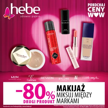 Biały napis na różowym tle.