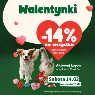 Pies i kot na zielonym tle.