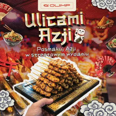 Potrawy na czerwonym tle.