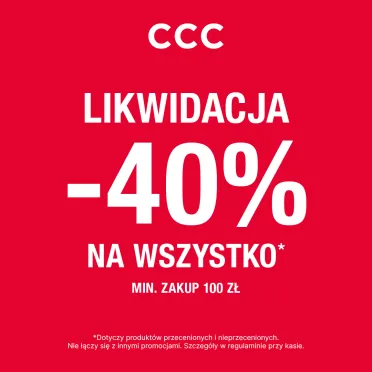 Biały napis na czerwonym tle.