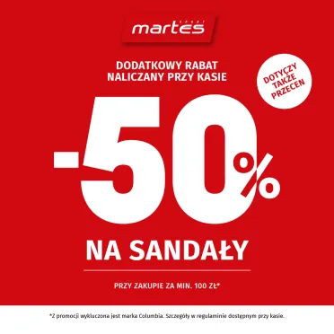 Biały napis na czerwonym tle.