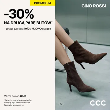 Czerwony napis na beżowym tle.